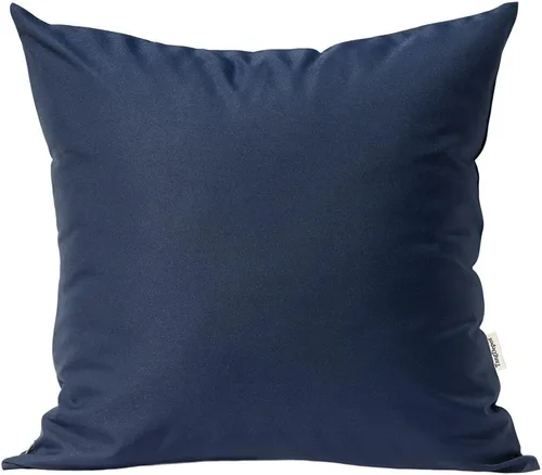 Vista 3 de TangDepot Fundas de almohada sólidas de seda sintética duradera, fundas de almohada cuadradas decorativas, fundas de almohada para interiores y Azul