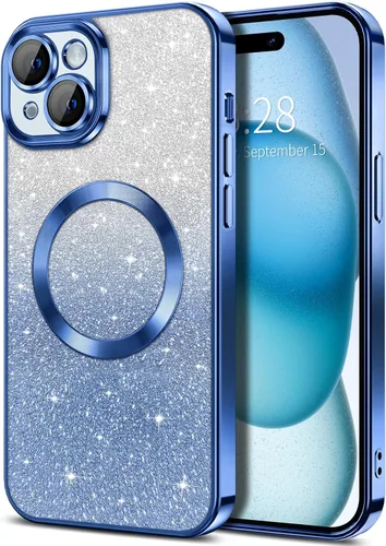 Vista 82 de Hython Funda para iPhone 12 Pro Max Transparente Magnética con Purpurina [Compatible con MagSafe] Protector Completo de Lente de Cámara Delgado