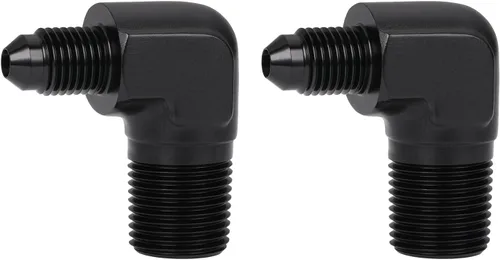 Vista 63 de 3AN macho Flare a 1/4 NPT tubo macho 90 grados codo adaptador unión aluminio negro