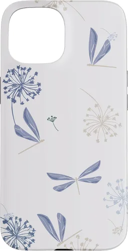 Vista 6 de Bonita funda para iPhone 17 con diseño de libélula de diente de león azul lavanda beige