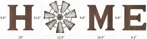 Vista 7 de Mkono Letrero de madera para el hogar, molino de viento de metal para decoración de pared, color marrón