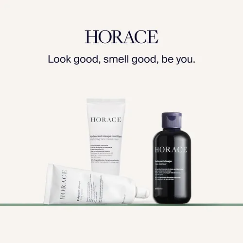 Vista 8 de HORACE Set de regalo con limpiador facial purificador, exfoliante facial suave e hidratante facial matificante, juego de cuidado de la piel