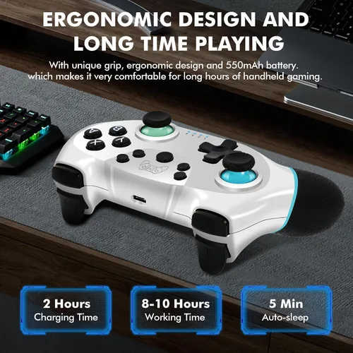 Vista 5 de Zakgbxbig Controller for Switch, Wireless Pro Controller for Switch Lite, Controller for Switch Remote Gamepad Joystick, Turbo and Dual Vibration