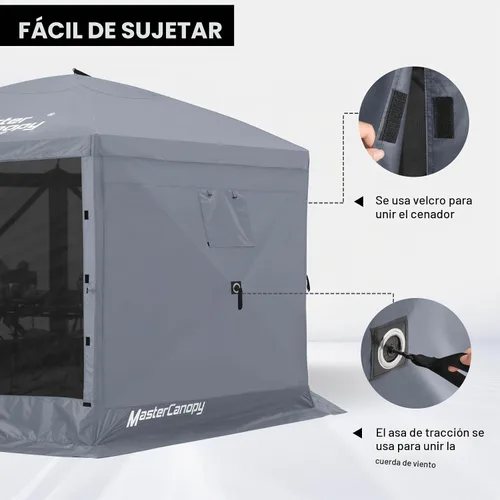 Vista 3 de MASTERCANOPY Panel lateral de pantalla de viento con ventana para tienda de campaña de refugio de 10 x 10 pulgadas, resistente a la intemperie, Gris