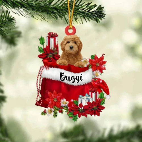 Vista 193 de Perro Akita Inu personalizado en bolsa de regalo, adorno de Navidad, nombre personalizado, regalo para amantes de los perros, familia, Navidad