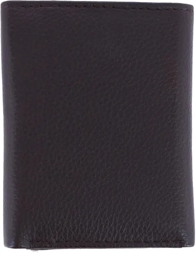 Vista 2 de CTM Billetera triple de cuero para hombre, Marrón, Trifold