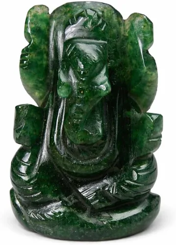 Vista 13 de Escultura de ganesha con piedra preciosa de ágata negra natural, signo de éxito y buena suerte.