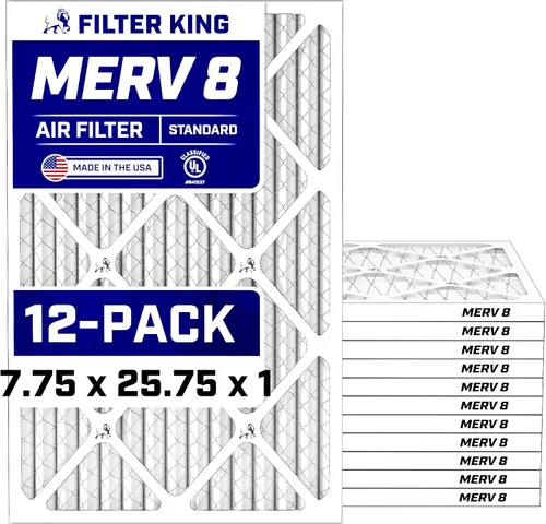 Vista 351 de Filter King Filtro de aire de 5.88 x 12.13 x 1 (MERV 8) (paquete de 12) filtros de horno de CA para control de polvo y alergias, fabricados en EE.