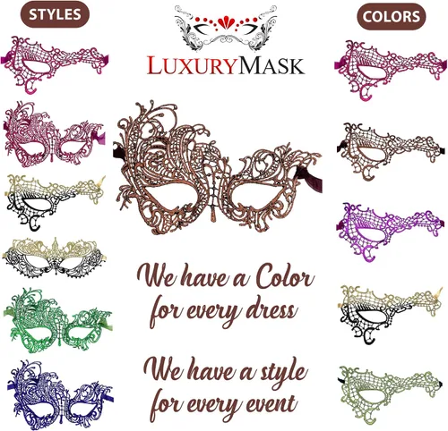 Vista 6 de Masquerade Mask For Women Lace Masquerade Masks for Masquerade Party, Proms, Venetian Party, Mardi Gras, Halloween & Cosplay