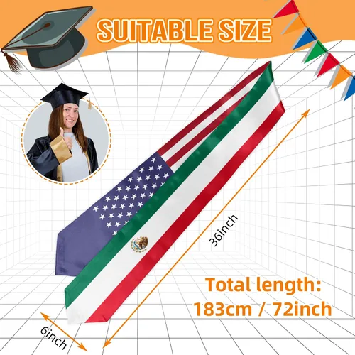 Vista 6 de Banda de estola de graduación con la bandera de Colombia de Estados Unidos, estola de graduación, regalo de graduación