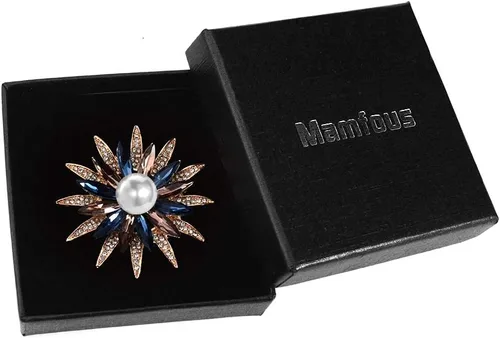 Vista 3 de Broche de flores de geometría de cristal Austrain con ramo de perlas de imitación, accesorios de joyería para mujer