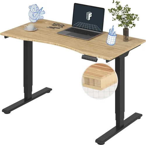 Vista 34 de FlexiSpot E6 Bamboo - Escritorio eléctrico de pie de 3 etapas con motor dual de 48 x 24 pulgadas, soporta 220 libras, altura ajustable con ajustes