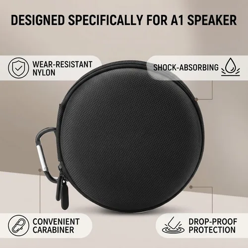 Vista 5 de Zerone Bolsa de transporte para altavoz Bluetooth B&O, bolsa protectora de altavoz con mosquetón para actividades al aire libre