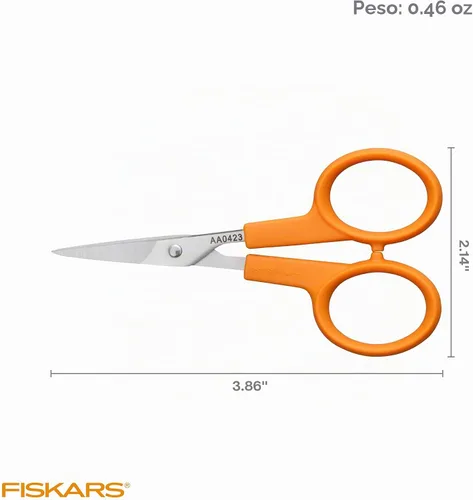 Vista 5 de Fiskars Tijeras con mango naranja de corte recto, hojas de acero inoxidable, mango ambidiestro de doble asa
