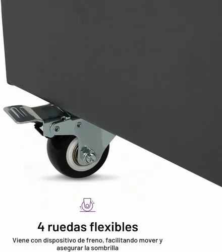 Vista 4 de PURPLE LEAF - Base de sombrilla para patio WK4500 con 4 ruedas bloqueables, capacidad de carga máxima de 1100 libras, base pesada de acero voladizo