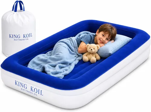 Vista 12 de King Koil Colchón de Aire Individual con Superficie Acolchada de Felpa con Bomba de Alta Velocidad Integrada para Acampar, Hogar e Invitados Beige