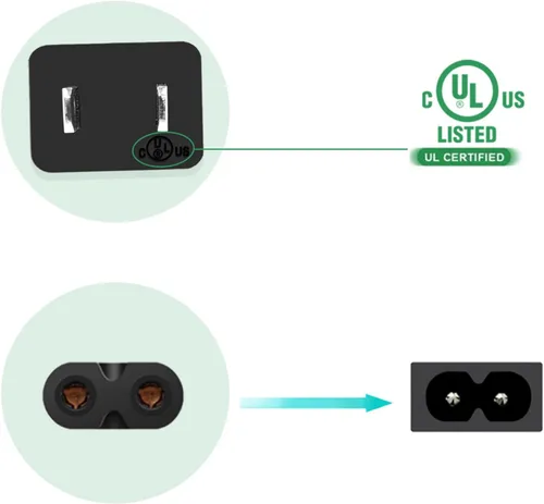 Vista 4 de TPLTECH Cable de alimentación de CA compatible con Xbox One S/X, Xbox Series X/S, PS4/PS5/PS3 Slim, reemplazo universal de 2 clavijas