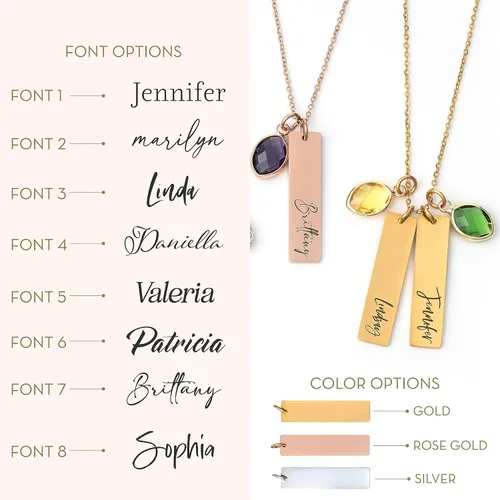 Vista 2 de Collar con nombre personalizado con piedra de nacimiento