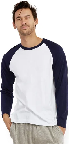 Vista 9 de Men's Full Length Sleeve Raglan Cotton Baseball Tee Shirt