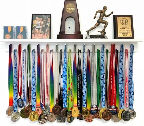 Vista 11 de Estante para premios de medallas de 3 pies para exhibición y estante para trofeos – Soporte para trofeos y medallas multideporte para exhibición