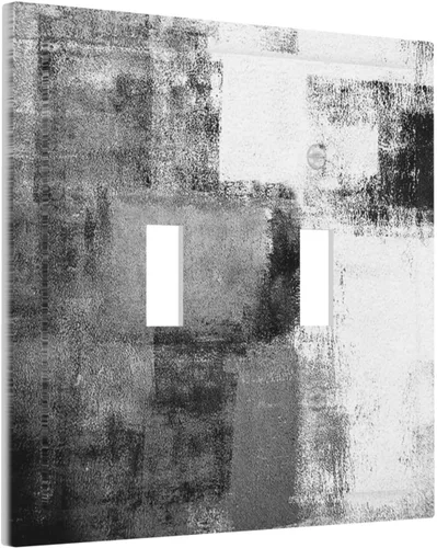 Vista 153 de Placa de Interruptor de Luz de Palanca Única Abstracta en Negro, Blanco y Gris, Cubierta de Tomacorriente, Placa de Pared Decorativa de Un