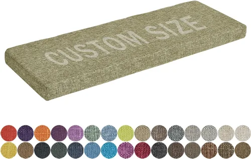 Vista 32 de Cojín de banco de tamaño personalizado, 30 colores, cojín de asiento de ventana panorámica, espuma gruesa de tapicería de 1.18 pulgadas, 1.97