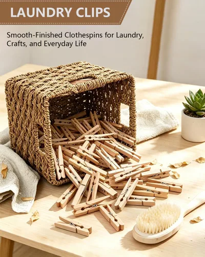 Vista 9 de Paquete de 50 pinzas de madera de aproximadamente 2-7/8 pulgadas de largo Close Pins for Crafts DIY Laundry Classroom Decoration Hanging Photos