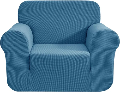 Vista 36 de CHUN YI - Funda elástica de 1 pieza para sillón grande, funda protectora suave de Jacquard con elastano, detalle de cuadros y parte inferior