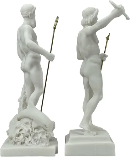 Vista 7 de Set Dioses Zeus y Poseidón estatua de mármol fundido griego figura escultura decoración