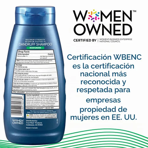 Vista 6 de True+Real Champú hidratante para la caspa con aloe y sulfuro de selenio 1%, 11fl oz