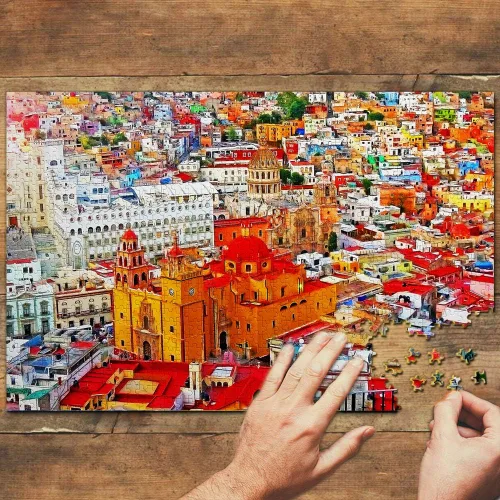 Vista 2 de México - Rompecabezas de 1000 piezas México Guanajuato Puzzle Travel Souvenir Madera