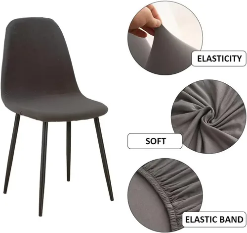 Vista 9 de Paquete de 4 fundas de elastano modernas de mediados de siglo, reutilizables, sin brazos, para sillas de comedor, para cocina, hogar, bar, hotel