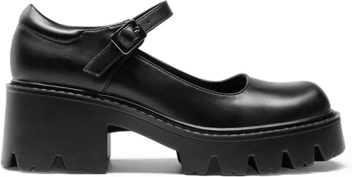 Vista 2 de DREAM PAIRS Zapatos Mary Janes para mujer con plataforma, tacón bajo, tacón grueso, punta redonda, correa de tobillo, zapatos Oxfords
