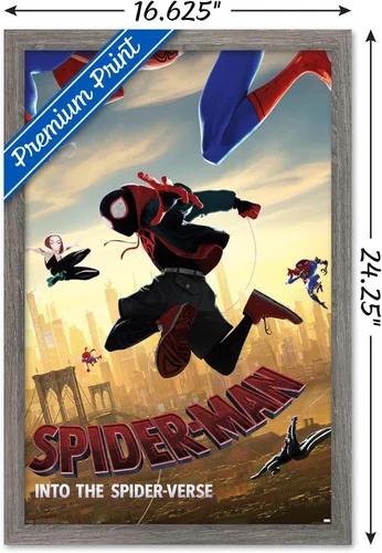 Vista 3 de Trends International Marvel MCU - Póster de pared de buceo, Spider-Man - Into The Spider-Verse - 14.725 x 22.375 pulgadas, versión enmarcada