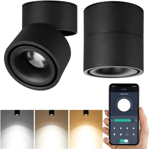 Vista 8 de Foco de techo LED regulable – 360° ajustable en superficie de atenuación de 12 W COB iluminación de techo interior Downlight de pared de aluminio