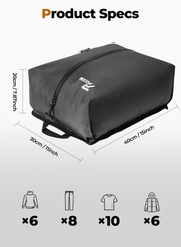 Vista 6 de Bolsas de vacío para viajes con bomba, bolsa reutilizable para ahorrar espacio, cubos de embalaje al vacío impermeables IP67 para maletas de viaje