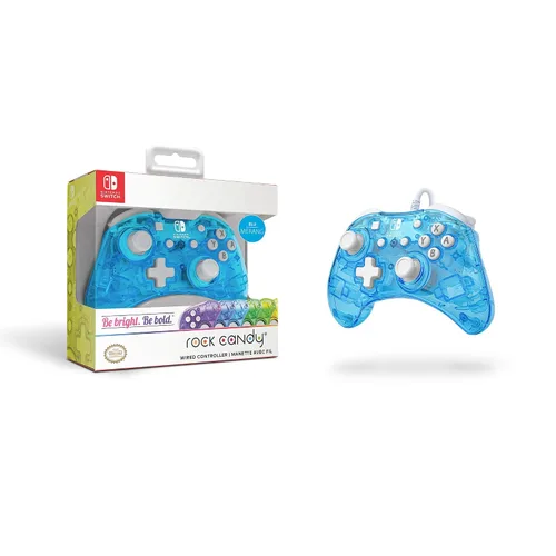 Vista 8 de Rock Candy Wired Gaming Switch Pro Controller - Blu-merang Blue Clear - Licensed by Nintendo - OLED Compatible - Compact, Hard Transparent Plastic