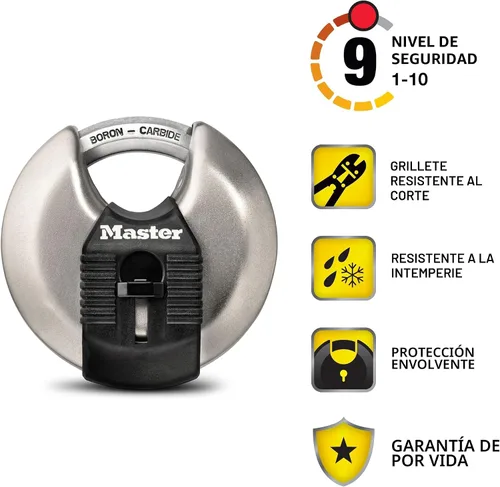 Vista 2 de Master Lock M50XD Magnum Candado de Disco de Acero Inoxidable de Servicio Pesado con Llave