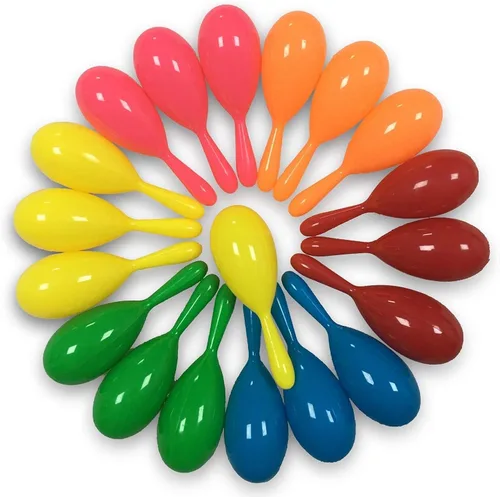 Vista 11 de 12 mini maracas para niños, maraca de plástico, regalos de fiesta para niños, fiesta del Cinco de Mayo, temática mexicana, suministros de fiesta