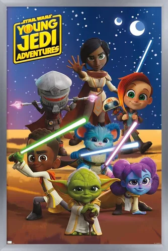 Vista 9 de Trends International Star Wars: Young Jedi Adventures - Póster de pared de grupo, 14.725 x 22.375 pulgadas, versión enmarcada de madera de granero