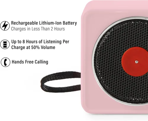 Vista 3 de Crosley CR3029A-PI - Mini altavoz portátil con Bluetooth, color rosa