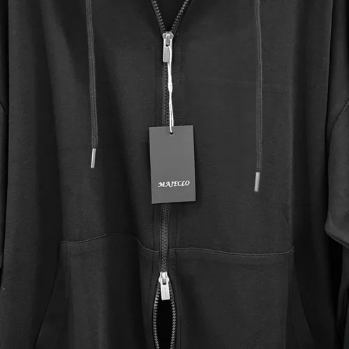 Vista 4 de Sudadera con Capucha con Cremallera de Talla Grande para Mujer, Chaqueta Ligera Suave Holgada con Hombros Caídos Gran tamaño_negro