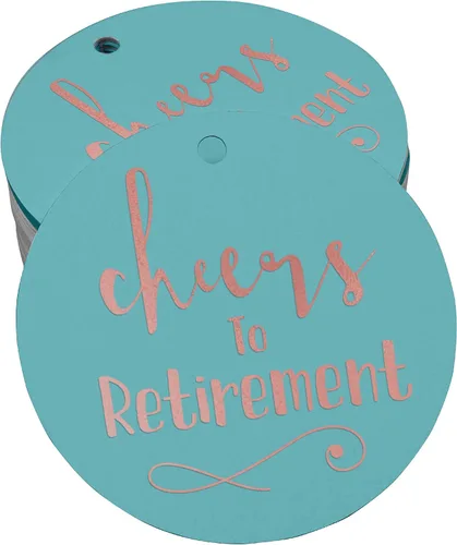 Vista 62 de Etiquetas de papel para colgar con texto en inglés "Cheers to Retirement Wall" (50 unidades)
