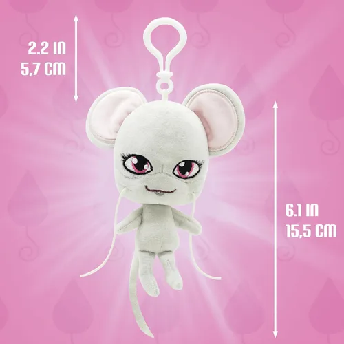 Vista 3 de Miraculous Ladybug Kwami - Llaveros de mochila Lifesize de 5 pulgadas, juguetes de clip de Mullo The Mouse - Accesorios portátiles de mariquita