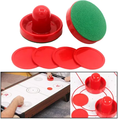 Vista 4 de Air Hockey Pushers and Air Hockey Pucks, Air Hockey Table Game Replacement Accessories, 2 Red Pushers