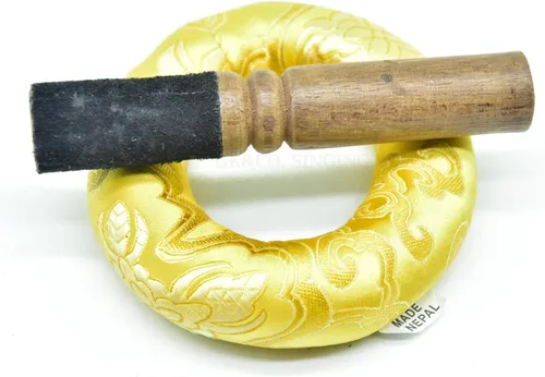 Vista 6 de Cuenco antiguo antiguo tibetano de 5 pulgadas de Nepal-Meditation Bowl, oro curativo