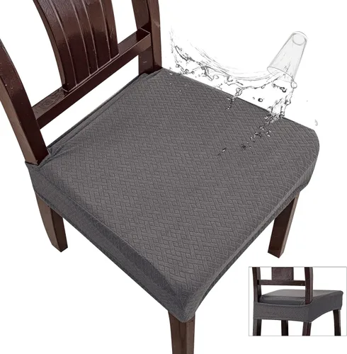 Vista 10 de Genina Fundas de asiento impermeables para sillas de comedor (2 unidades, con abertura trasera, beige)