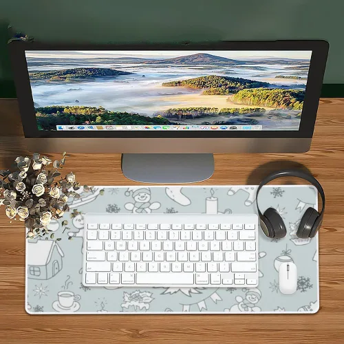 Vista 6 de Retro Christmas Snowmen Mouse Pad Large Gaming Mousepad with Non- Slip Rubber Base Smooth Face Gaming Mouse Mat Deskmat for Desk Pretty Office