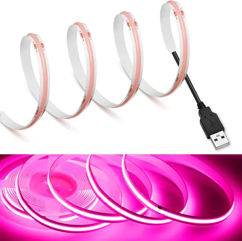 Vista 9 de MDee】Tira de luces LED COB de 3000K blanco cálido 1.64 pies/0.5m 5V cinta de luces LED flexibles CRI 90+ 800LM/m 320LEDs/m para decoración