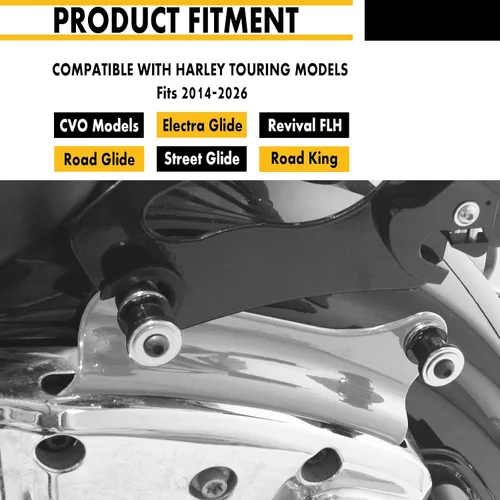 Vista 5 de Kit de hardware de acoplamiento de 4 puntos para Harley Touring Electra Glide Road Glide Street Glide Road King 2014-2026 (cromo) Electra Glide